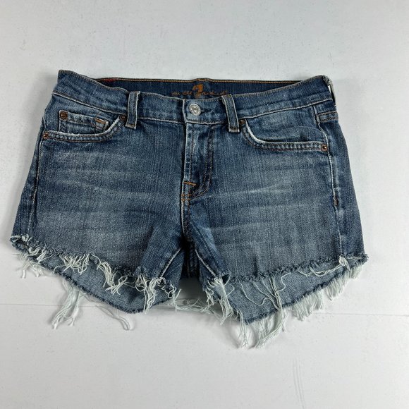 7 For All Mankind Women's Relaxed Mid Roll Denim Shorts – Broken Twill, Soft Stretch, Cuffed Hem - View #12